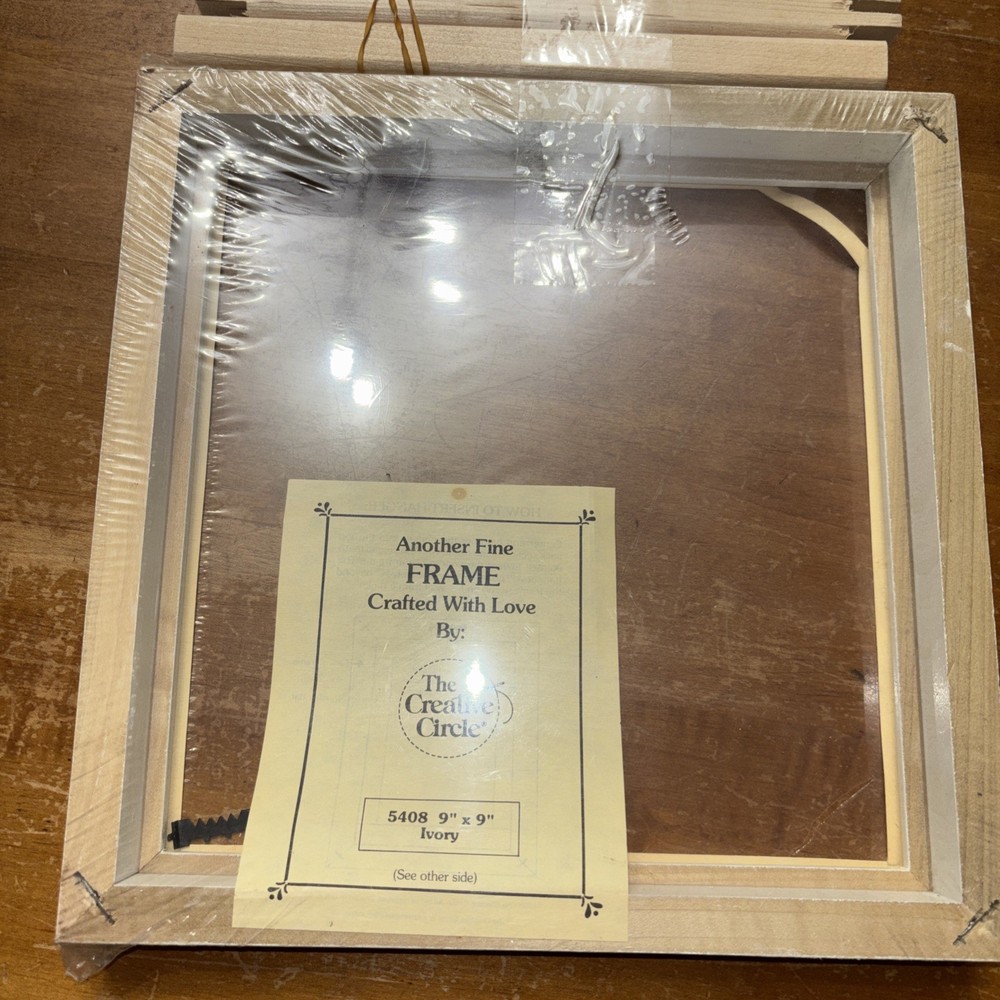 Painted Solid Ivory Wood Frame Creative Circle+Stretch N Stitch Bars 9x9"