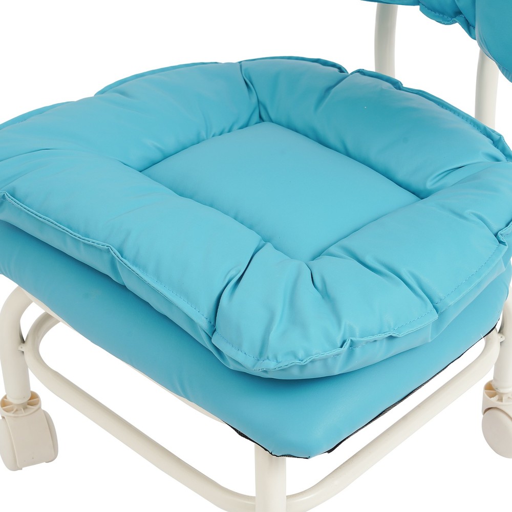 Rolling Stool with Back Rest, Heavy Duty Rolling Stool, Blue Roller Chair