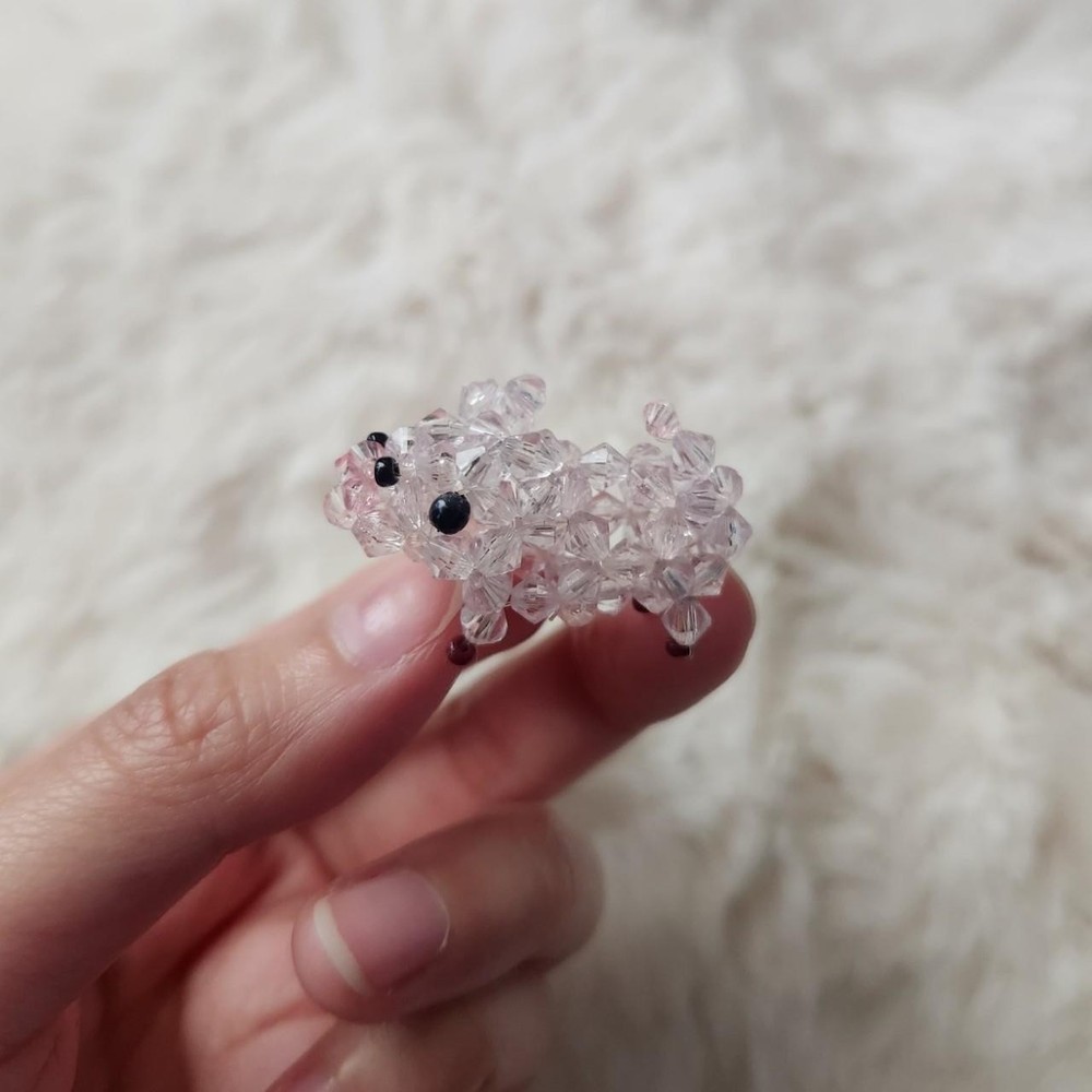 Handmade pink beaded piggy