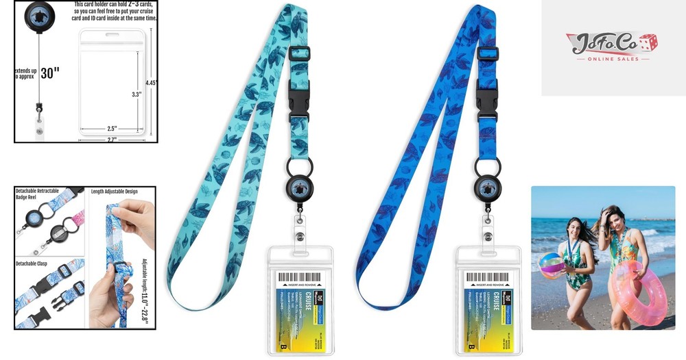 Cruise-Ready Adjustable Lanyards: Lightweight, Waterproof ID Holders (2-Pack)