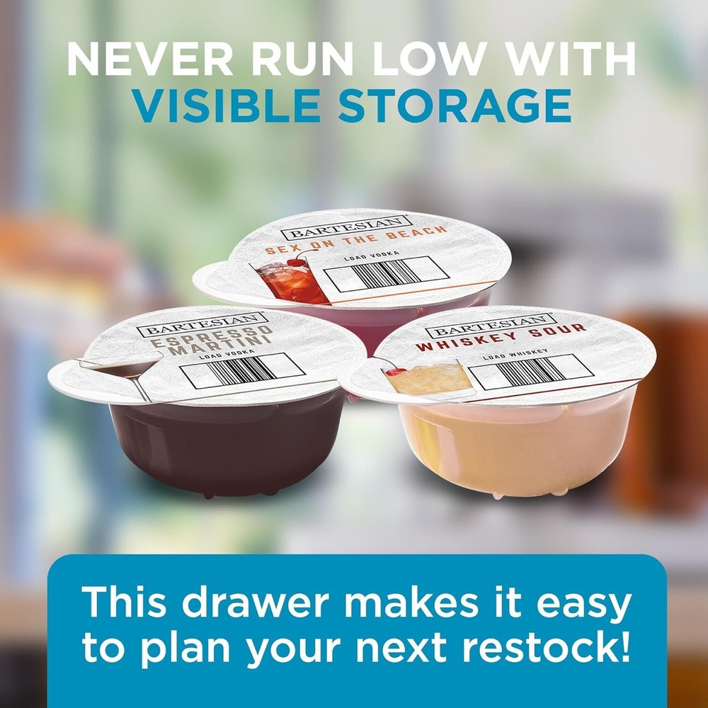 Cocktail Capsule Drawer (36 Capsules) | Stylish Bar Organizer | Bartesian Home