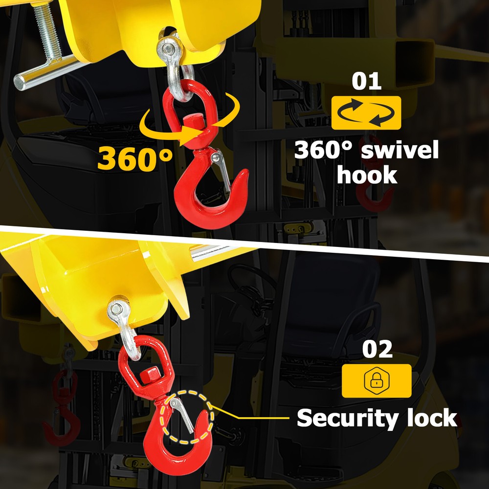 Adjustable Forklift Lifting Hoist Hook Attachment Mobile Forklift Crane 2200lbs