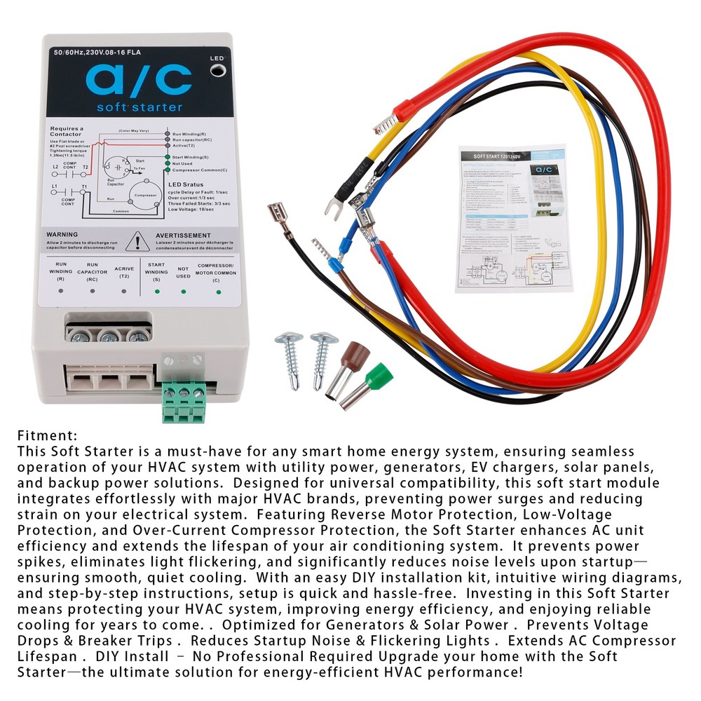 ❄️08-16A Soft Start Module For 1.75-3.5 Ton AC Units Reverse Motor Protection