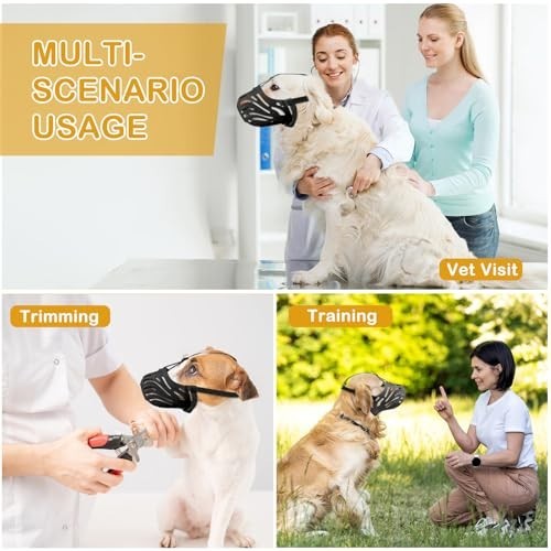 Soft Breathable Dog Muzzle - Adjustable Basket Design for Chewing, Biting & Groo