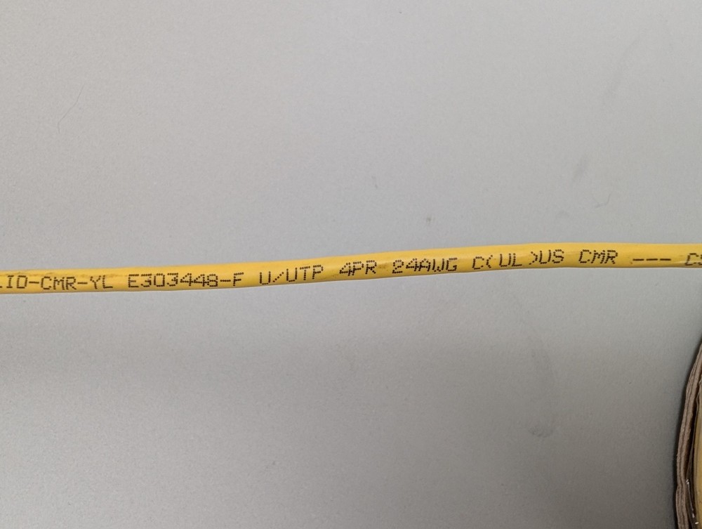 Hyperline UTP4-C5E Solid CMR Cat5e 24AWG Yellow Bulk Ethernet Cable Spools