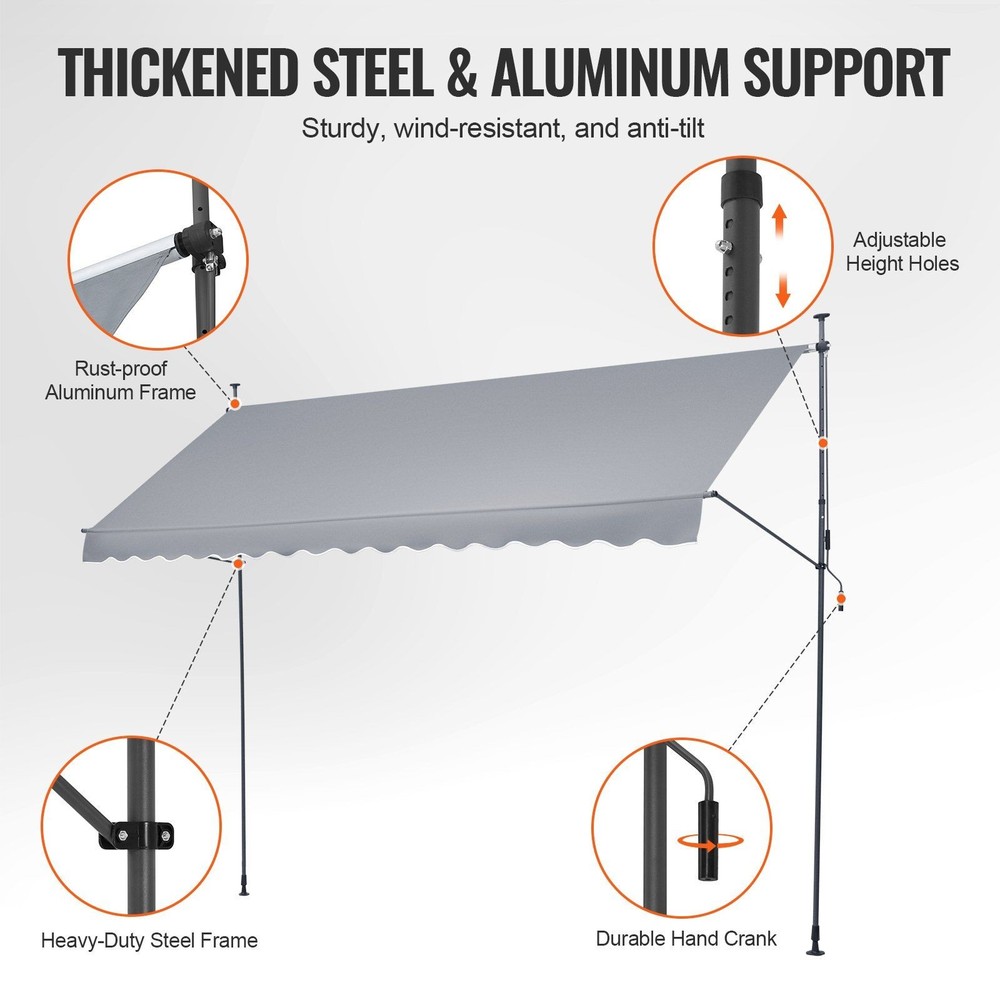 157x47in Extended Coverage Retractable Shade Adjustable Height Comfort