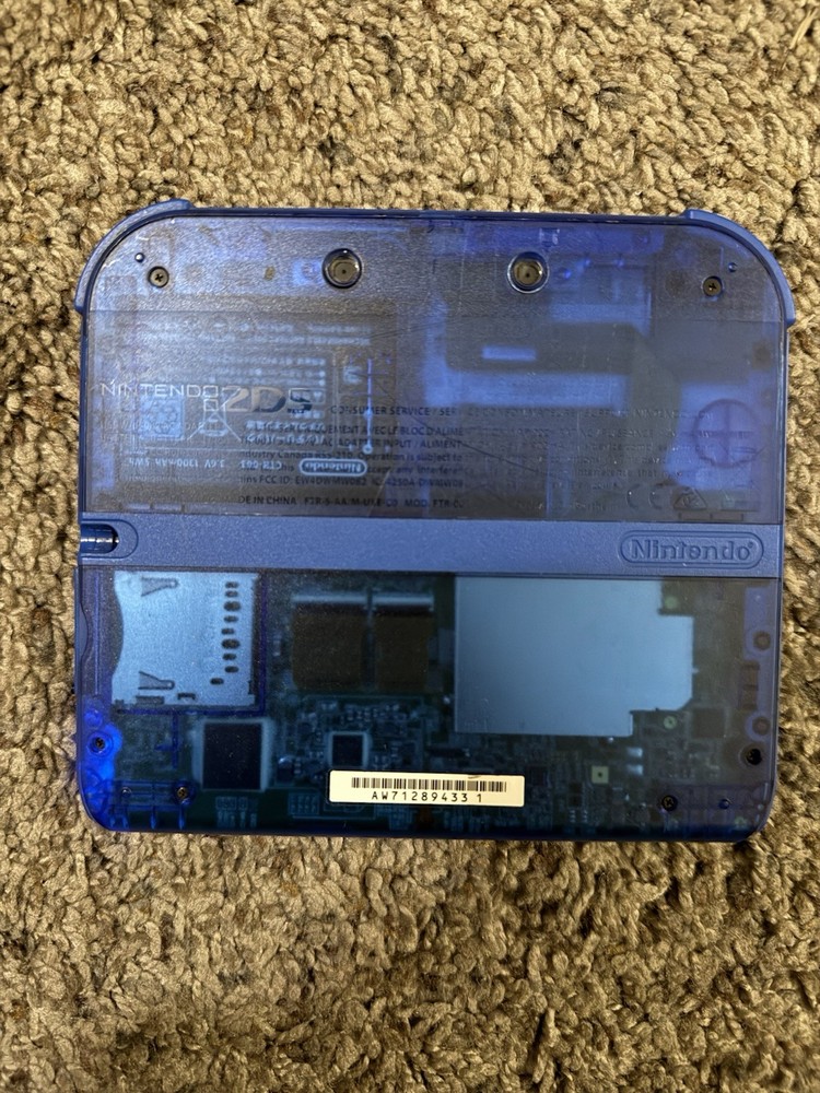 Nintendo 2DS Translucent/Crystal Blue Handheld Console,With Charger Tested)