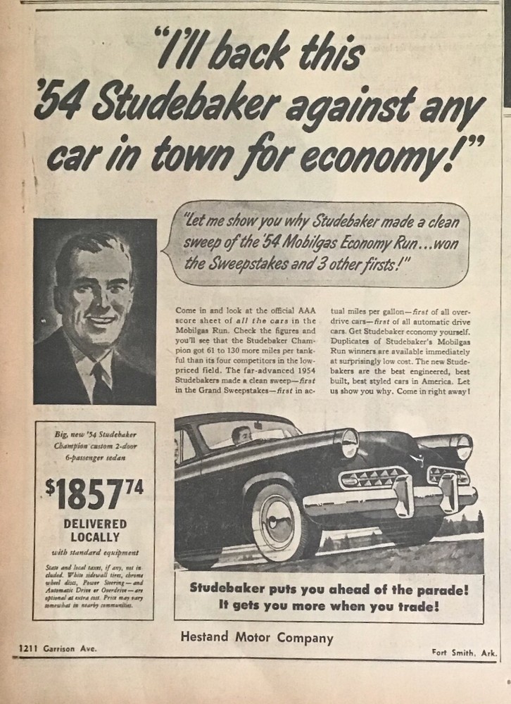 1954 newspaper ad for Studebaker -  Champion Custom Sedan, Puts you ahead