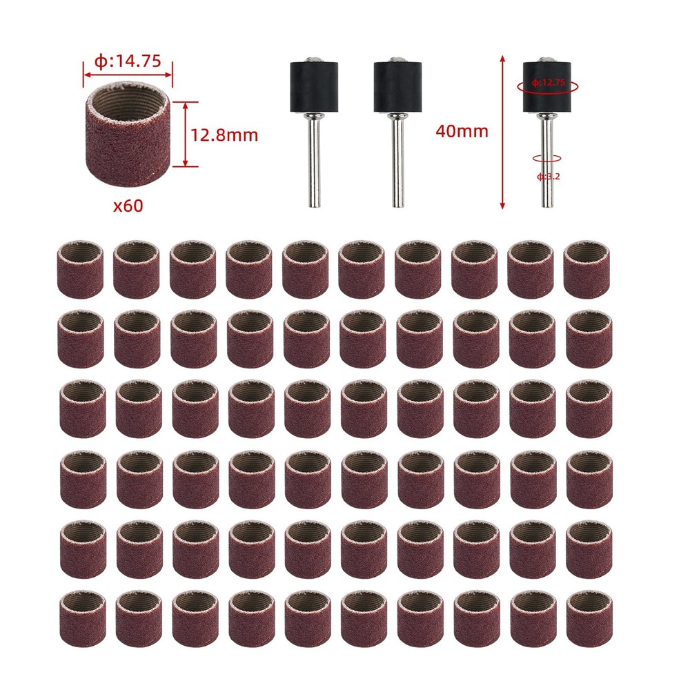 Sander Drum Set for Rotary Tools, 60pcs 120# Grit Large Sanding