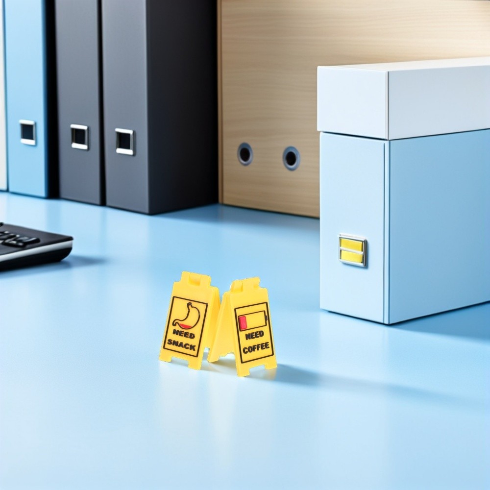 2pcs Novelty Mini Office Desk Warning Sign Double Sided Funny Indicator
