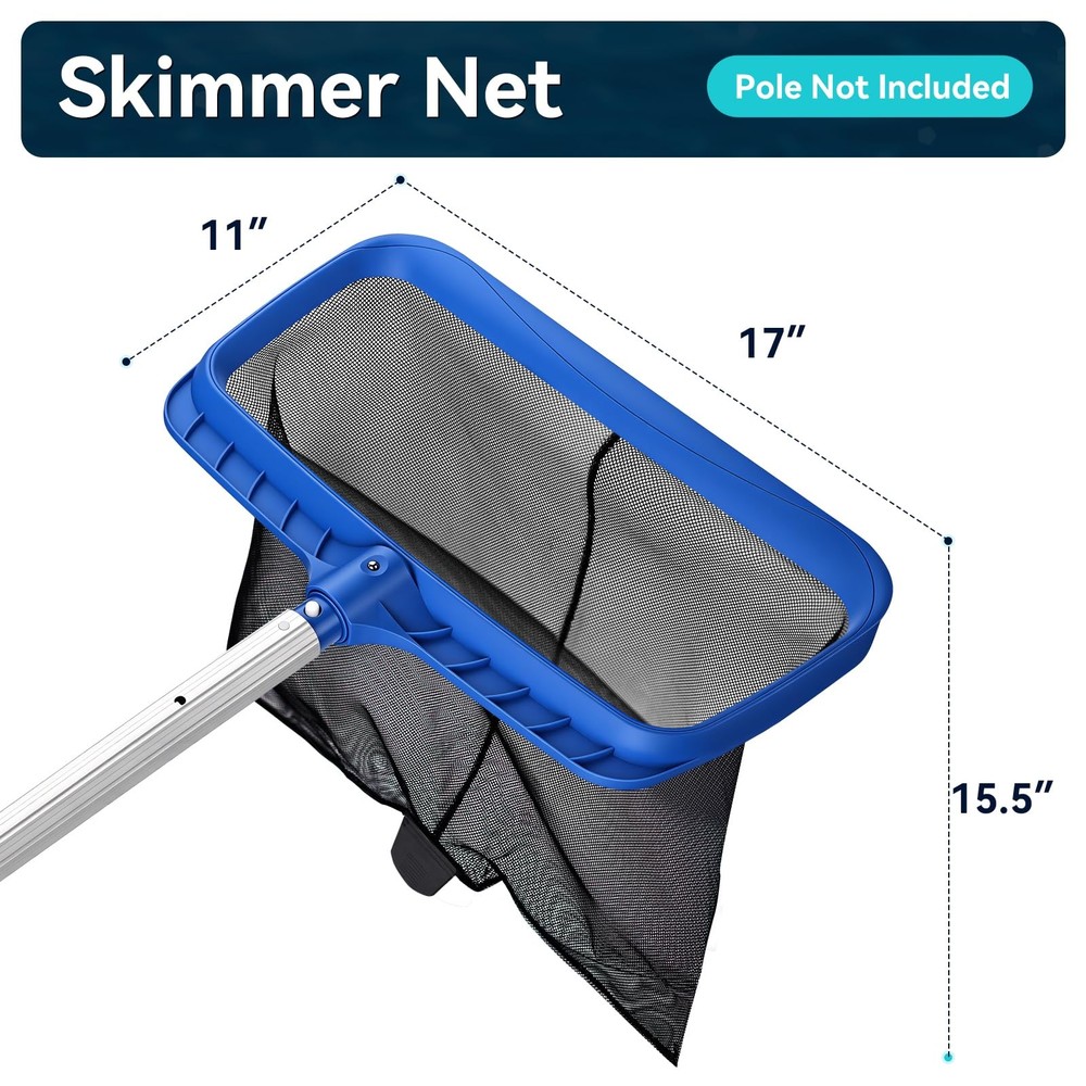 2 Pack Heavy Duty Pool Net, Deep Bag Leaf Skimmer with Diamond Mesh & Durable...