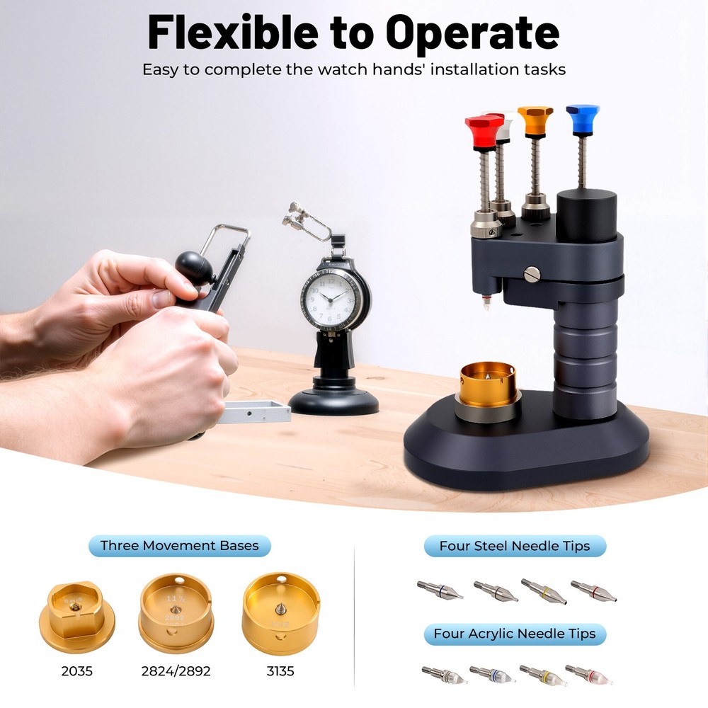 4-Pin High-Precision Watch Hand Presser Press Kit Watchmaker Repair Setting Tool