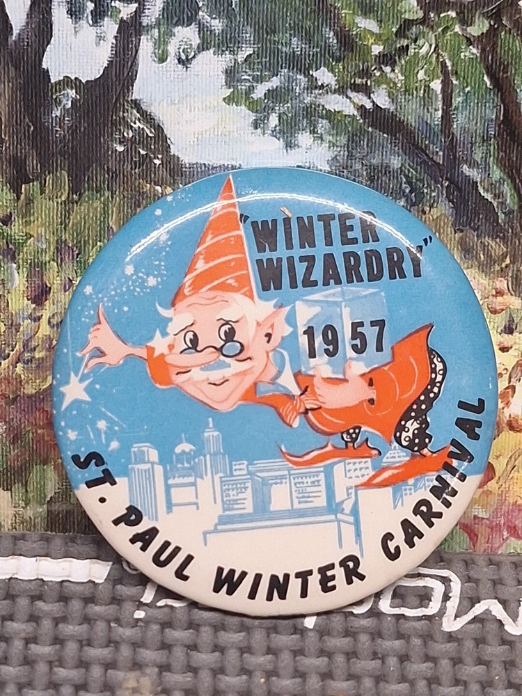 '57 St. Paul Winter Carnival "WINTER WIZARDRY" Button Pin