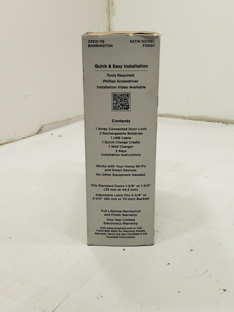 Array by Hampton Barrington Style Satin Nickel WiFi Smart Electronic Deadbolt