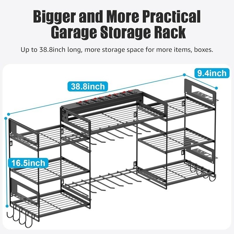 Power Tool Organizer Wall Mount Tools and Battery Storage Rack Charging Station