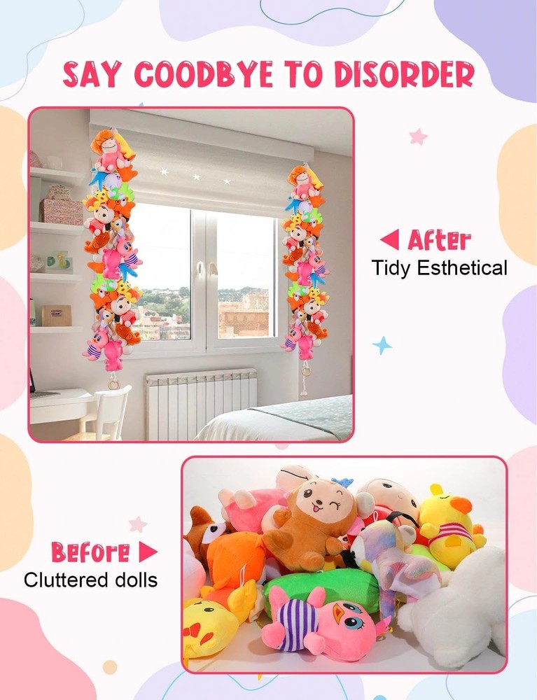LSLYHTC 2Pcs Stuffed Animals Storage Chain, Hanging Animal