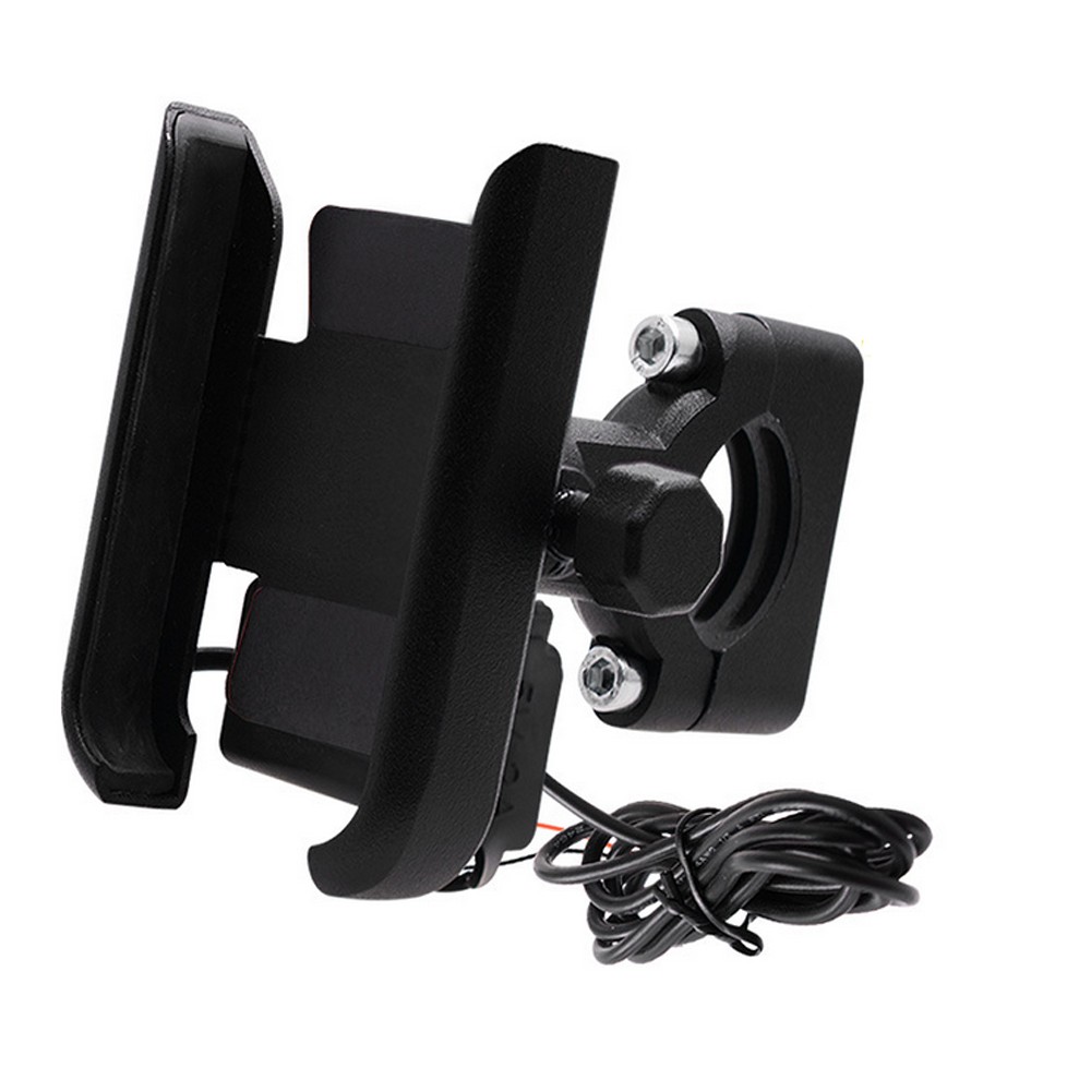 Universal Motorcycle Cell Phone Holder GPS Handlebar Installation USB Charging