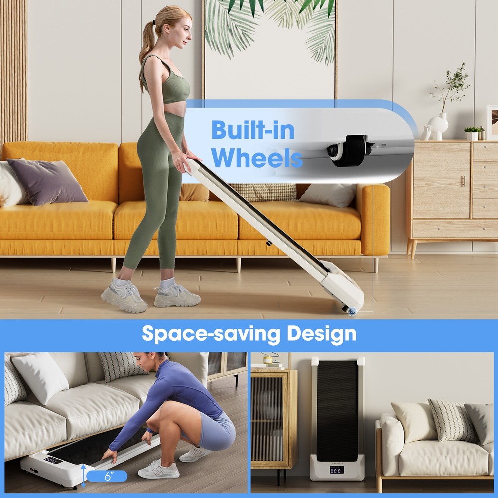 Walking Pad w/265 lbs Capacity Remote Control & LED Display Under Desk Treadmill