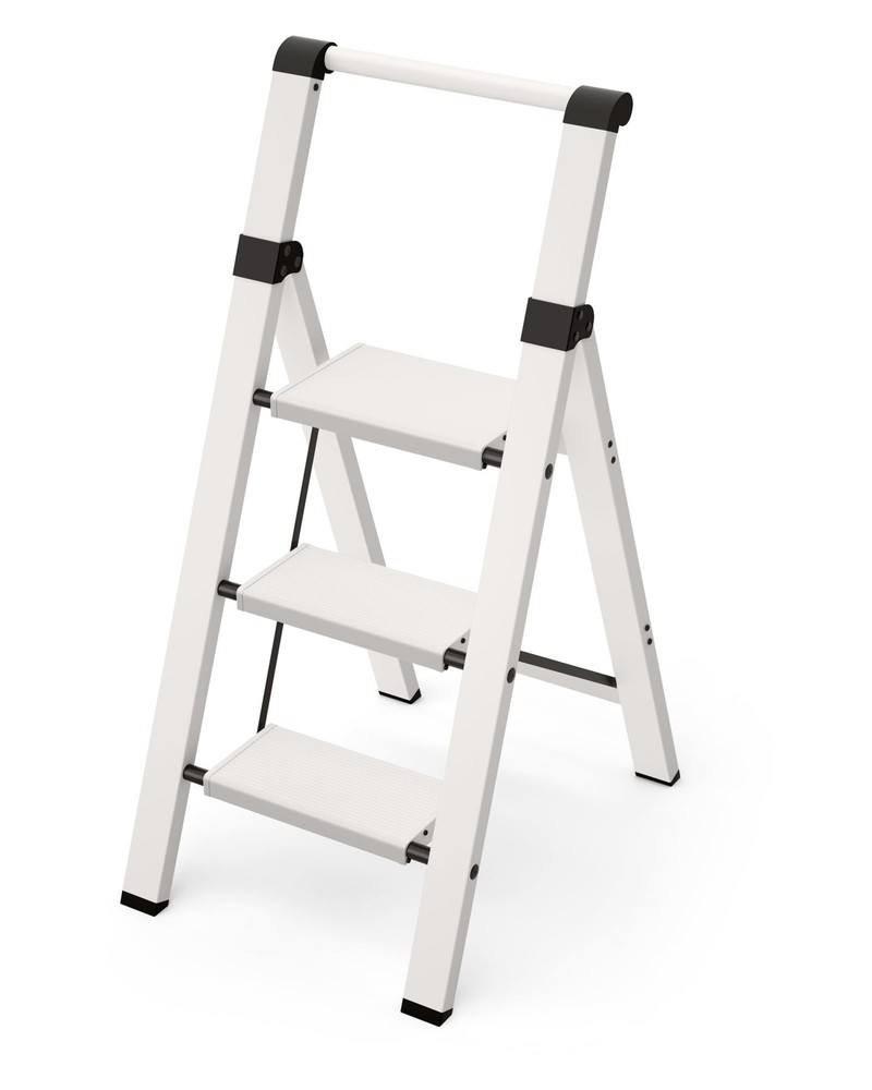 3 Step Ladder Lightweight Aluminum Stool with Convenient Handgrip Folding