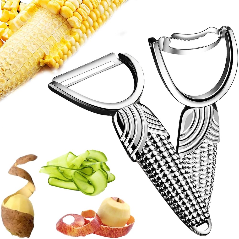 2 Packs Corn Vegetable Peelers for Kitchen,Durable Non-slip Handle Corn Cob S...