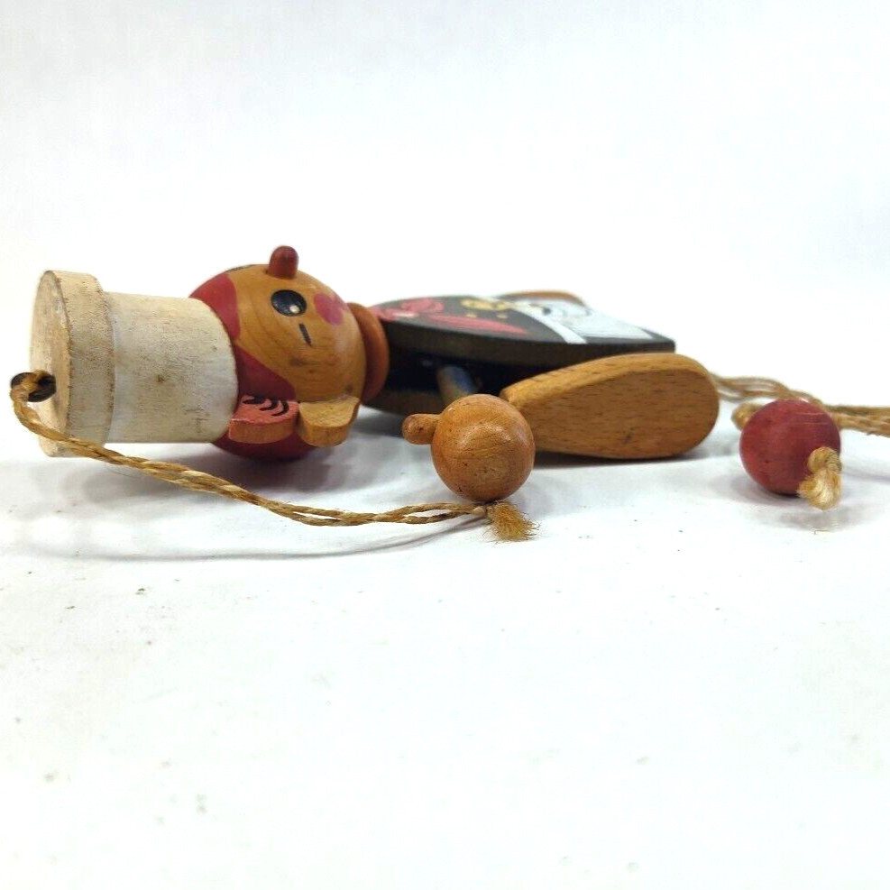 Vintage 1963 Gregor Creations Chef Wooden Pull String Toy