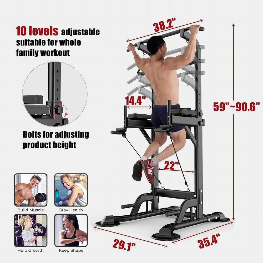 Adjustable heavy-duty pull rod power tower tilting station for home gym