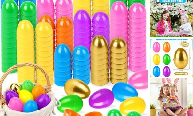 72 PCS Easter Essentials Empty Eggs for Egg Hunt, Bulk Hinged Plastic 72 Pack