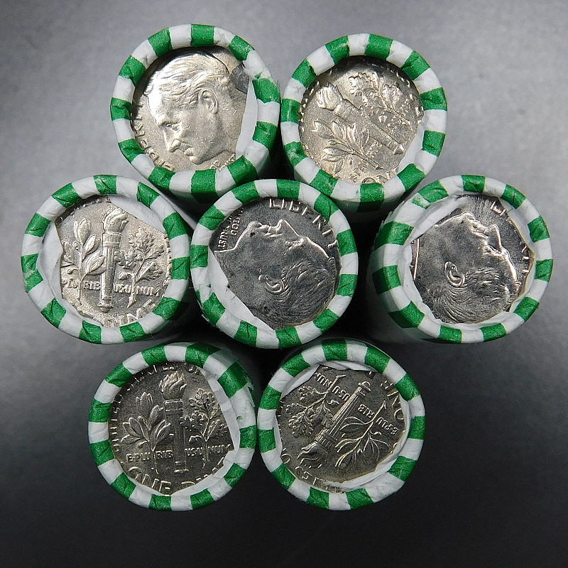 Bank Rolled Circulated Dimes. Silver, W mint mark, and Errors possible