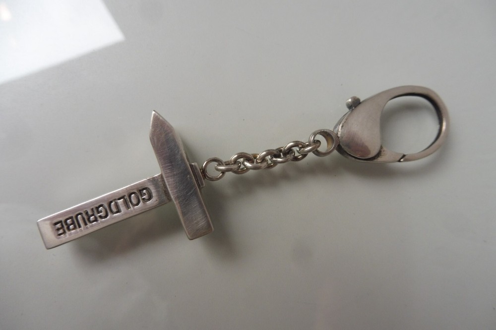 Beautiful Old Solid Keychain Hammer Goldgrube 925 Silver