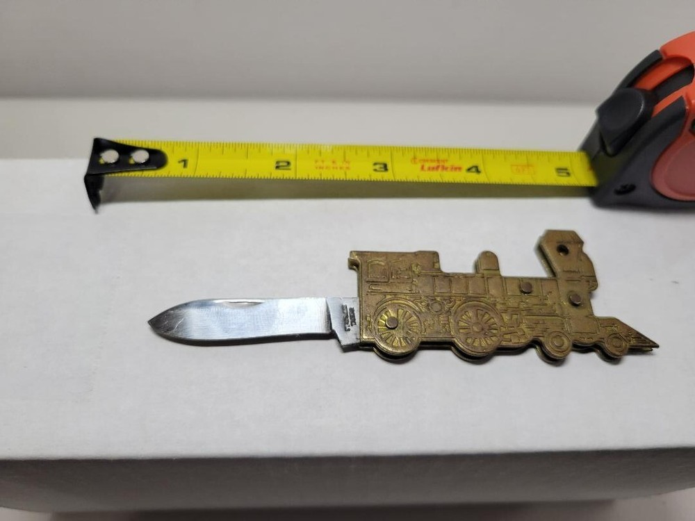 Brass Train Locomotive Pocket Knife