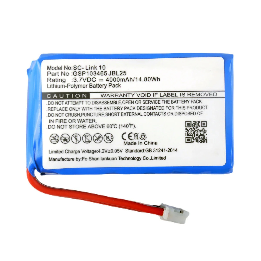 GSP103465 Battery For JBL Link 10 Portable Speaker 6-wire Plug