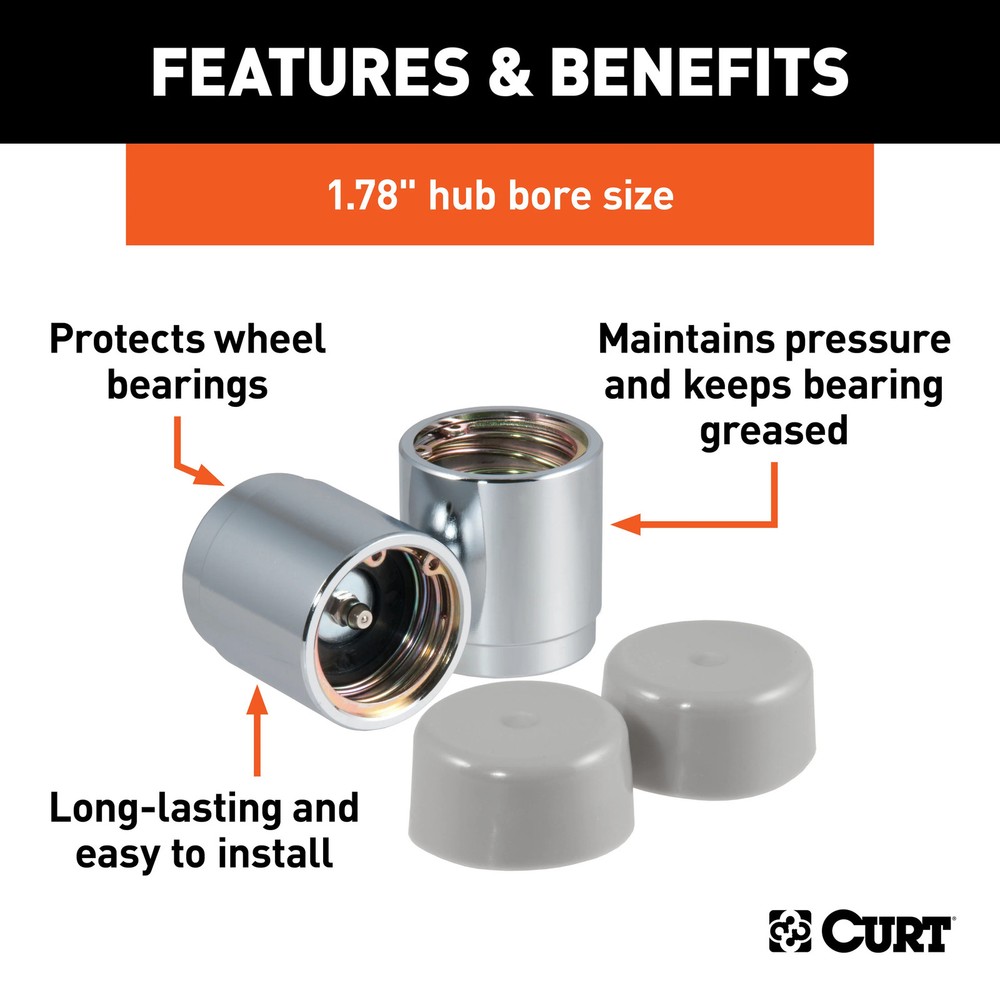 Curt 1.78" Bearing Protectors & Covers (2-Pack)