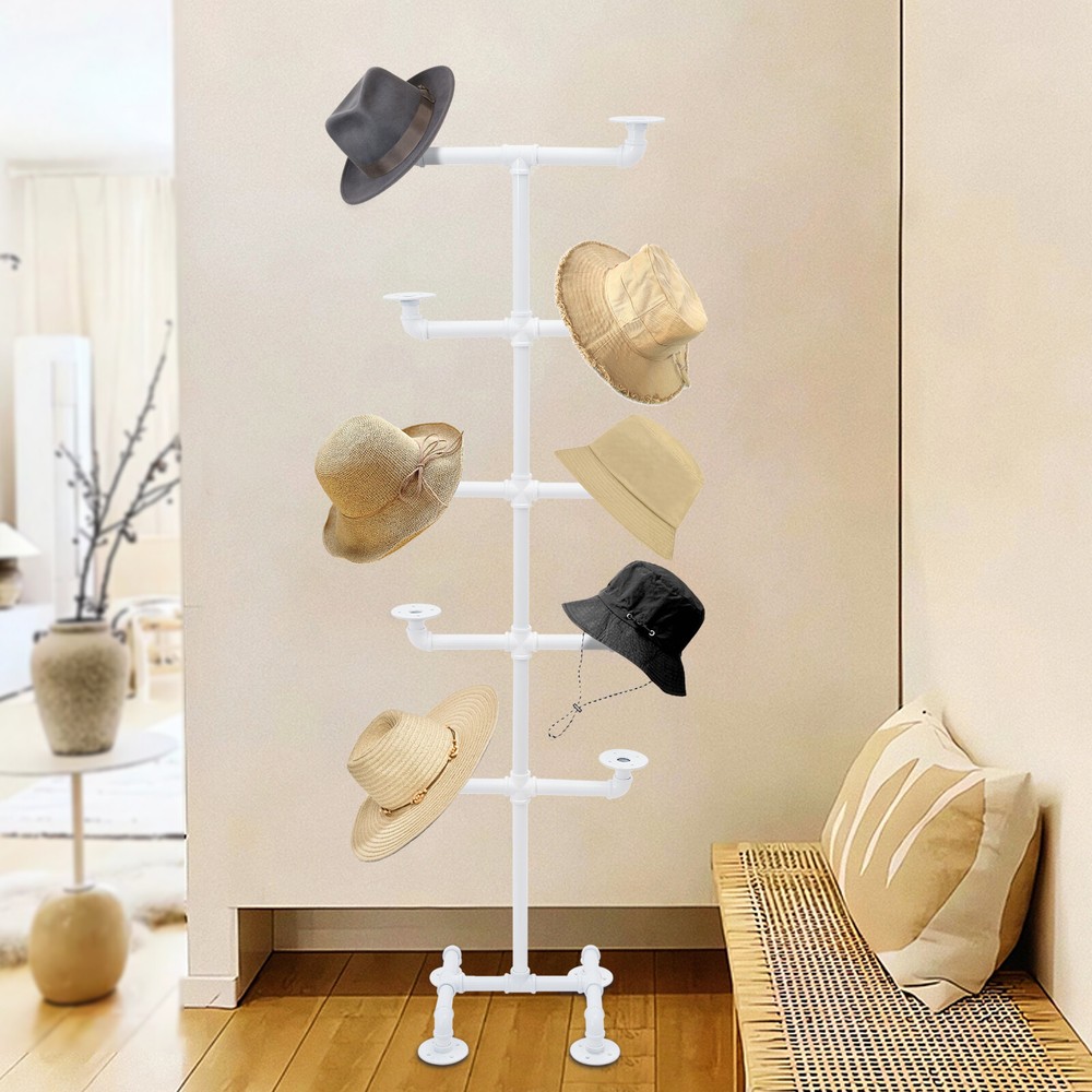White Industrial Style Hat Stand Hat Display Rack Hat Storage Display Holder