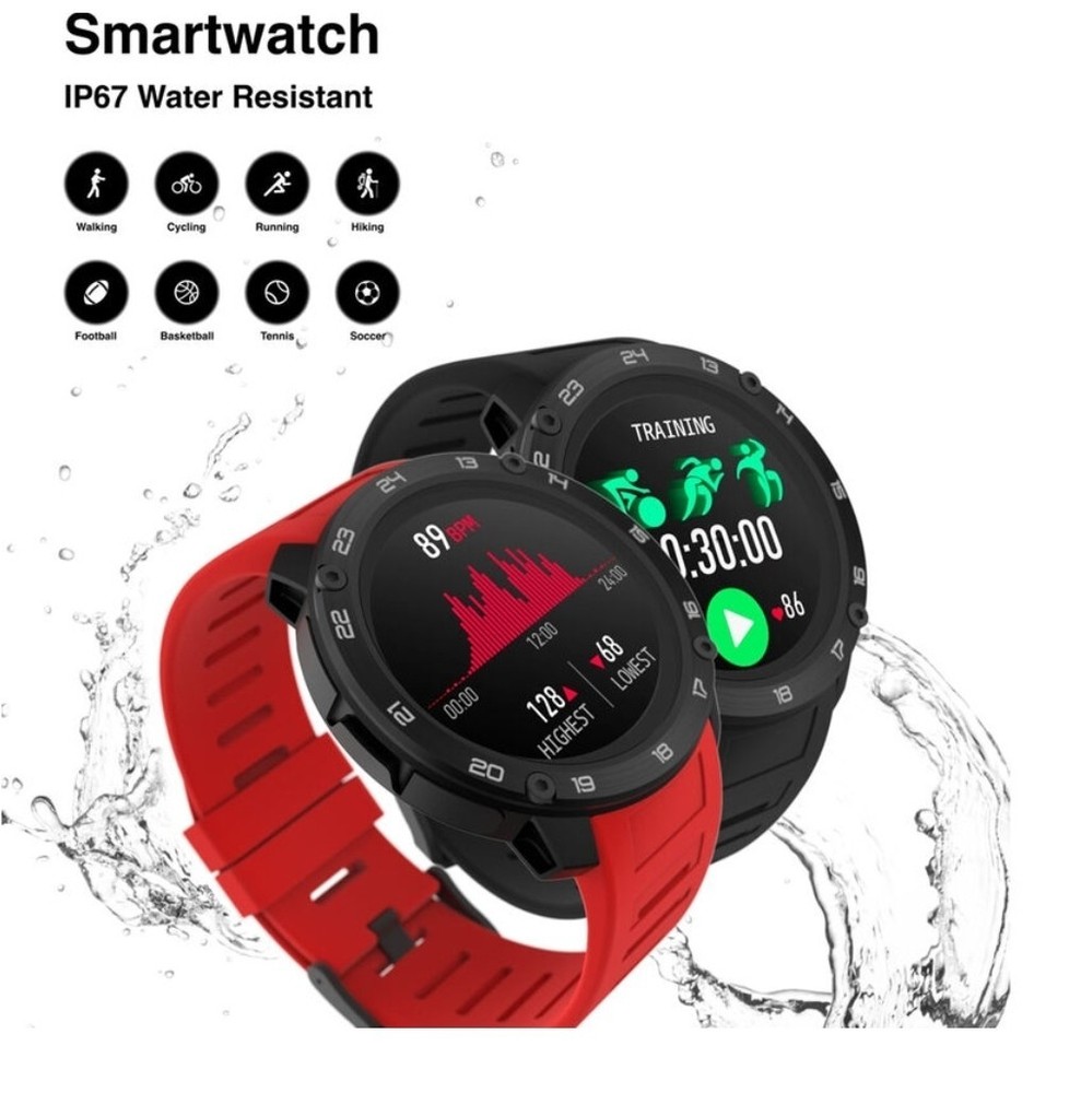 Itouch Explorer Smartwatch: Black Case with Red Silicone Strap