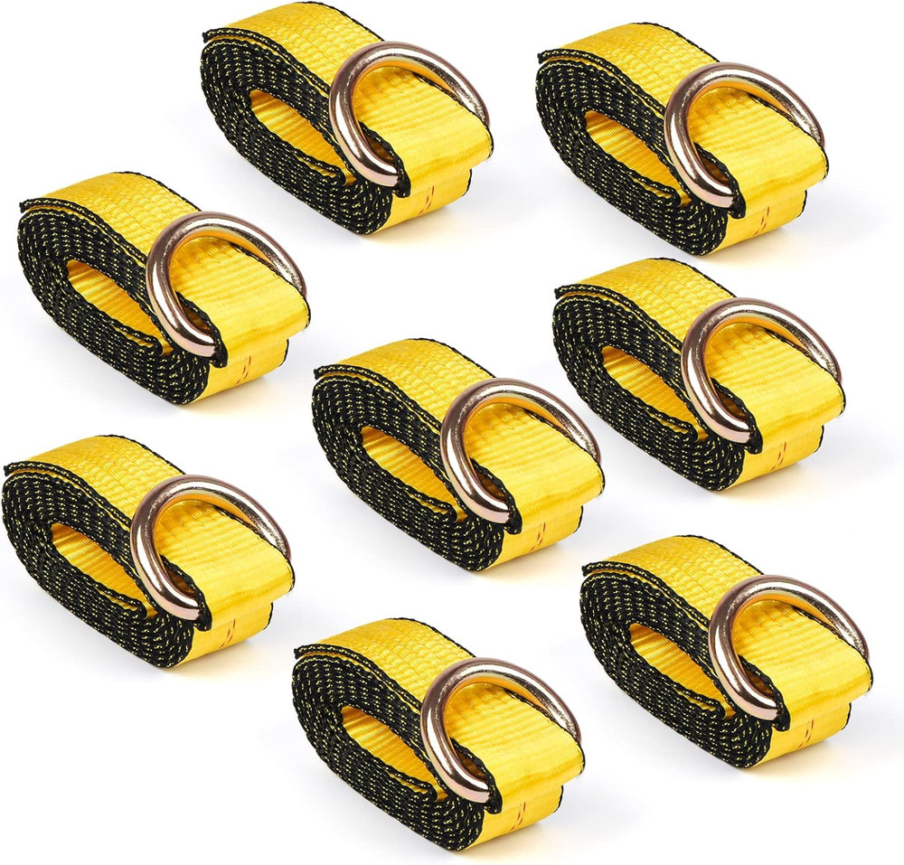 2" x 8' Lasso Strap with D Ring - 8-Pack Auto Tie Down for Trailers