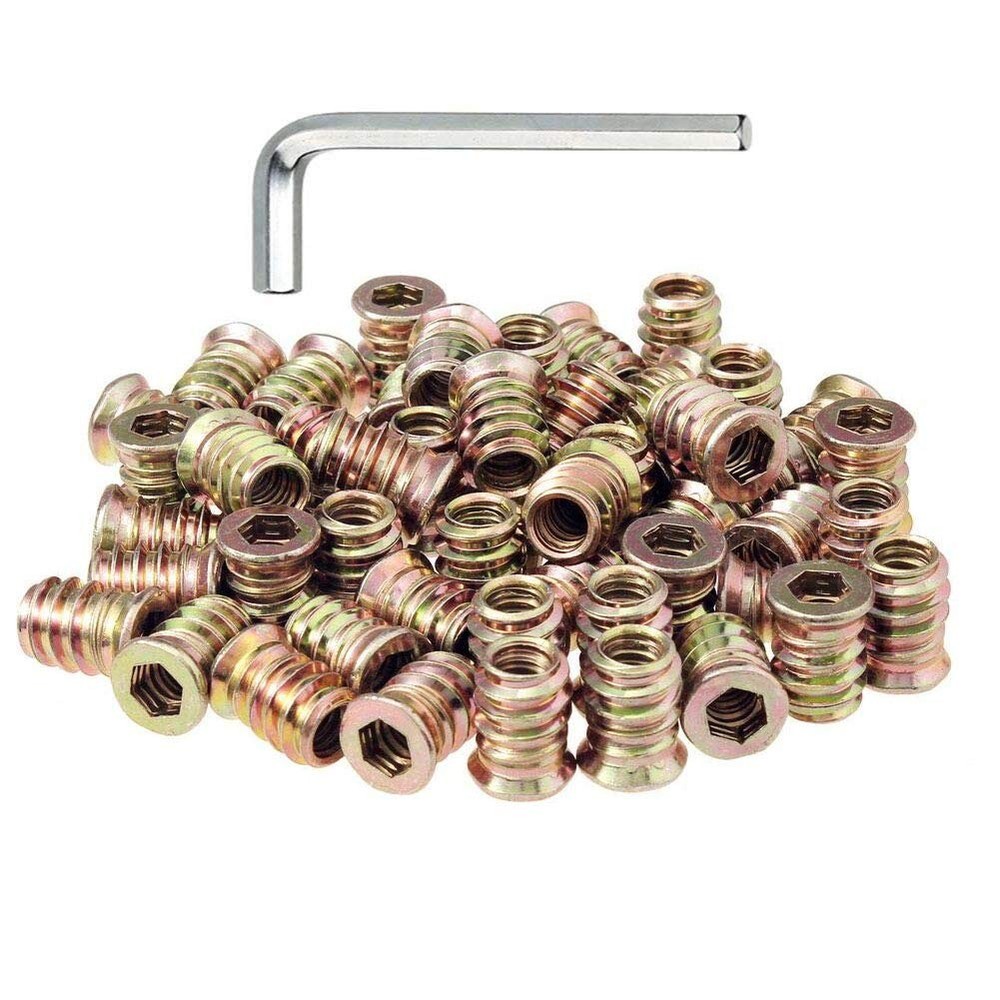 50 Pieces 1/4-20 Threaded Inserts for Wood Nutsert x 15mm, White