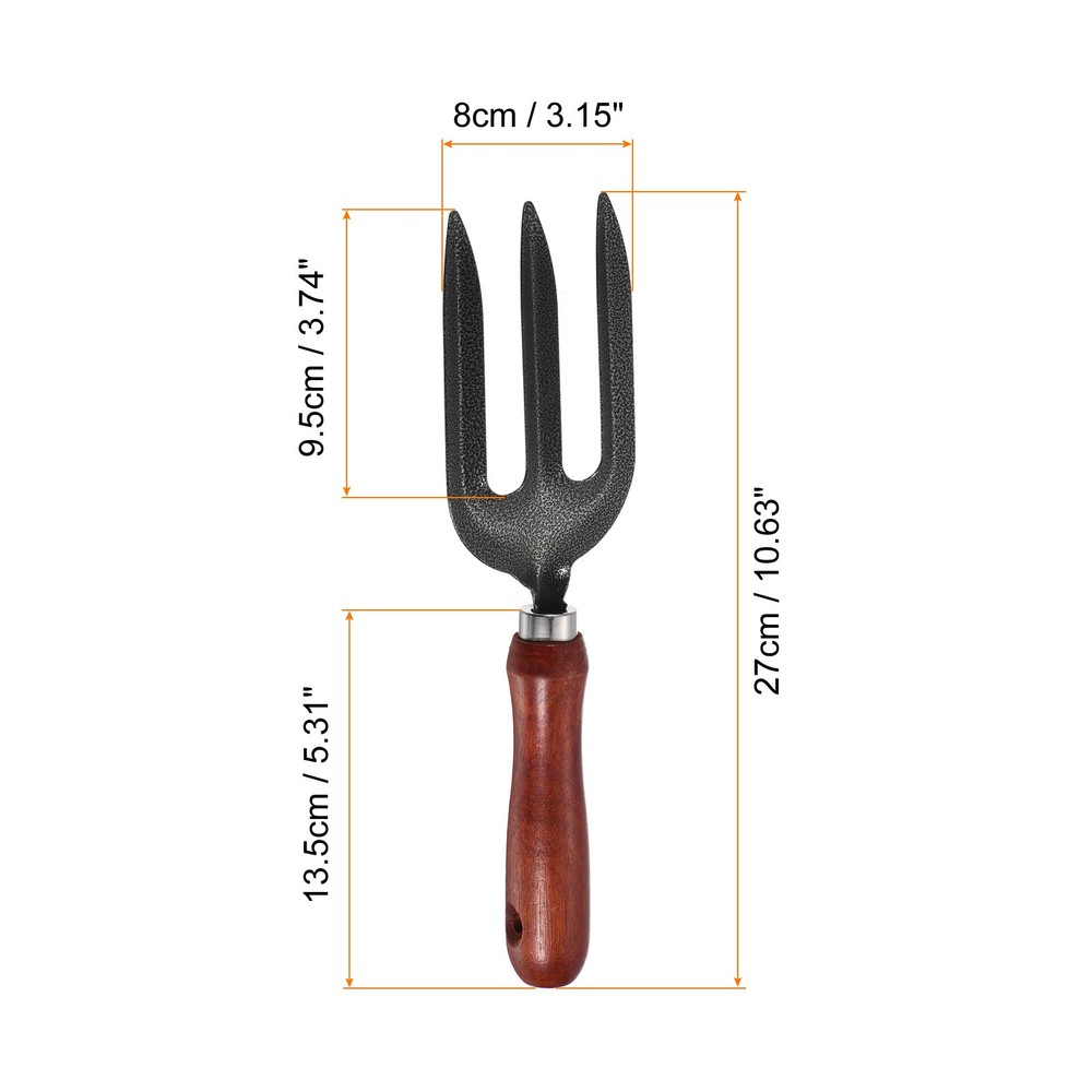 10.6" 3 Tines Hand Gardening Fork, 2Pcs Thickened Digging Pitch Fork, Grey
