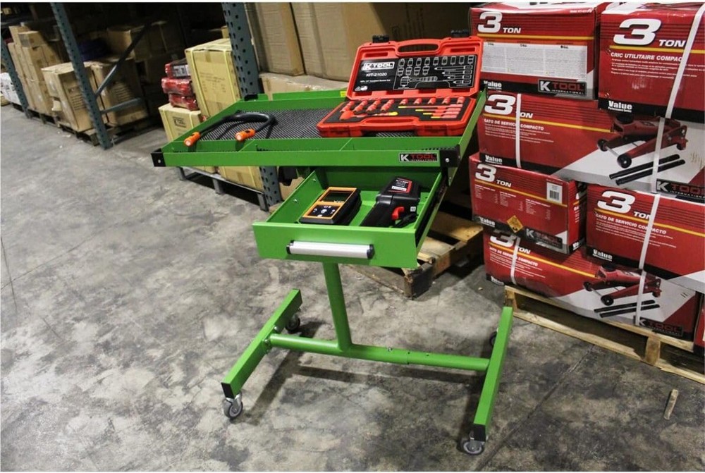 K Tool International 75108 Adjustable Tear Down Work Table+Drawer,200lb Capacity