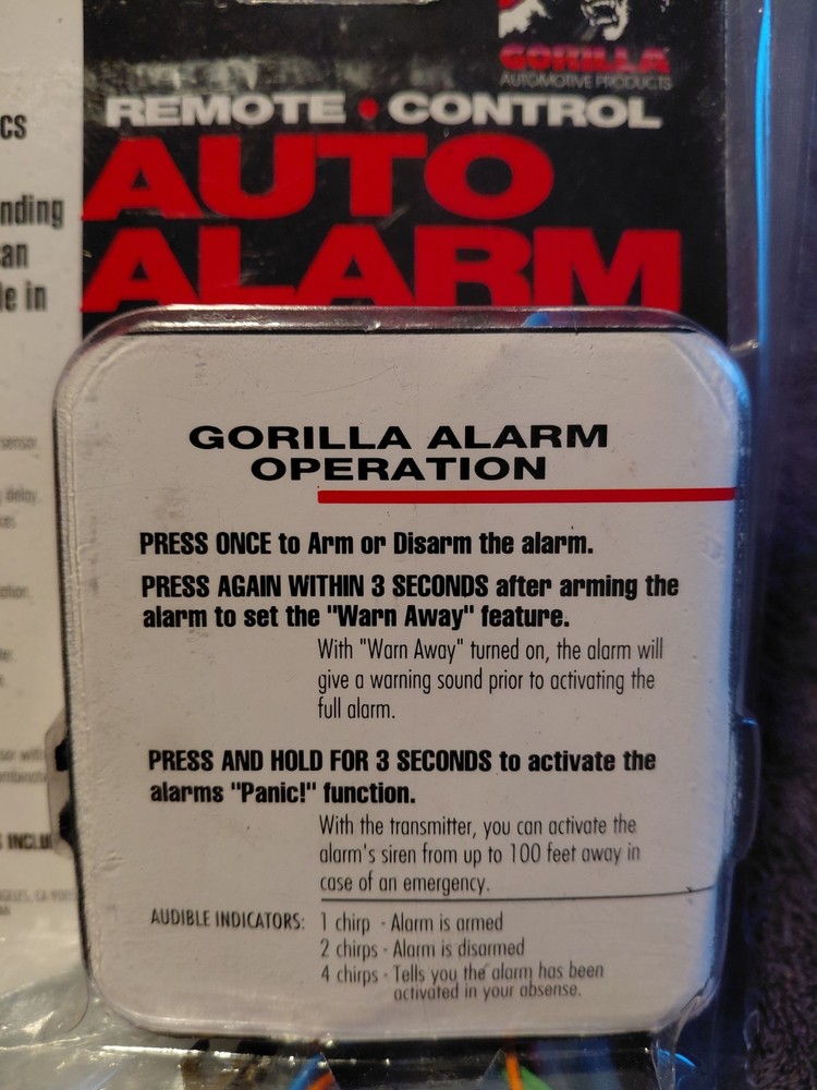 GORILLA Remote Control Auto Alarm with remote control part #007