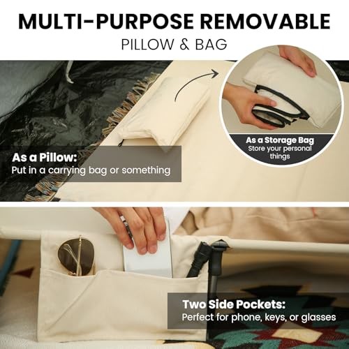 Ultralight Folding Camping Cot, Extra Long Backpacking Camping Cots White Gray