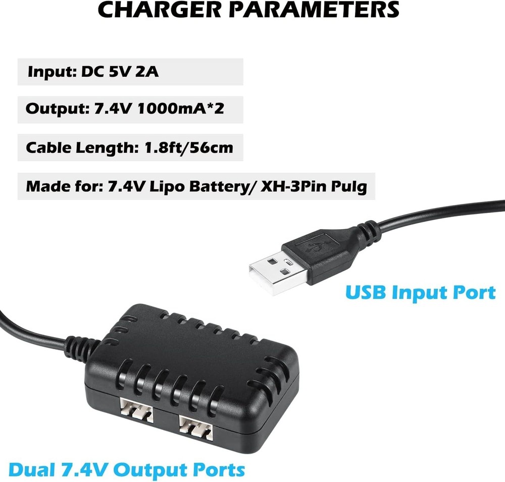 Dual USB Charger for 2S 7.4V Lipo Batteries: Safe & Efficient Charging Solution