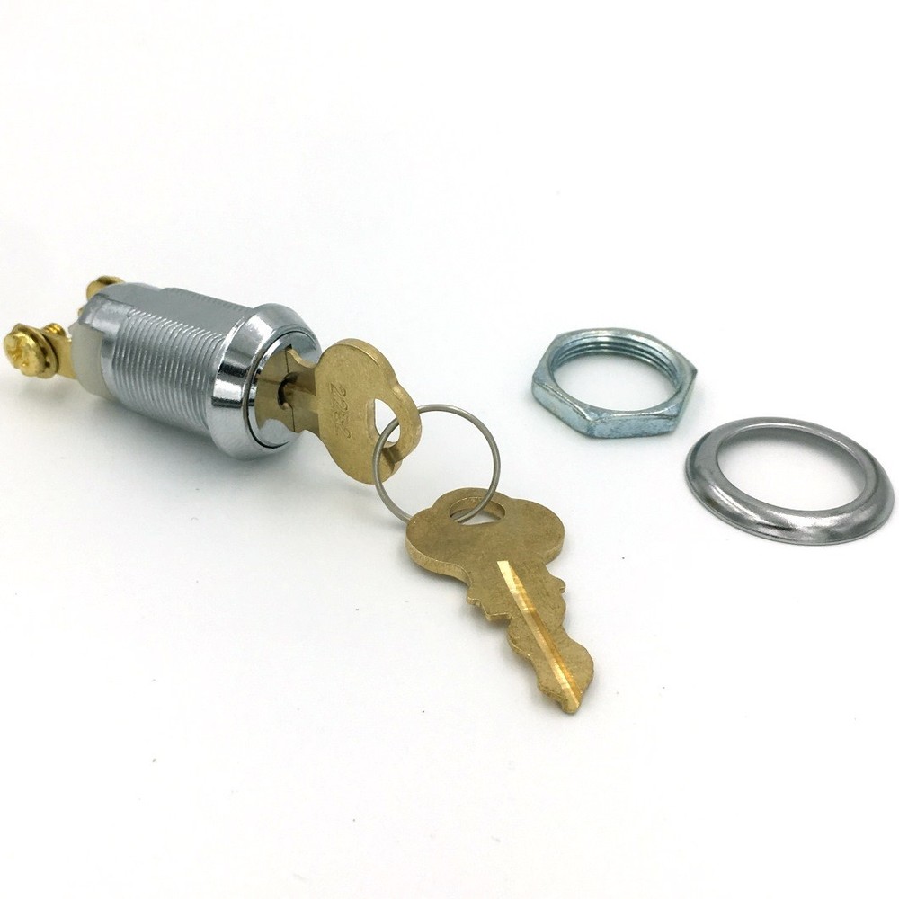 On-Off Key Switch w/ 2 Keys,Screw Terminal, Maintained, Keyed-Alike Switch Lock