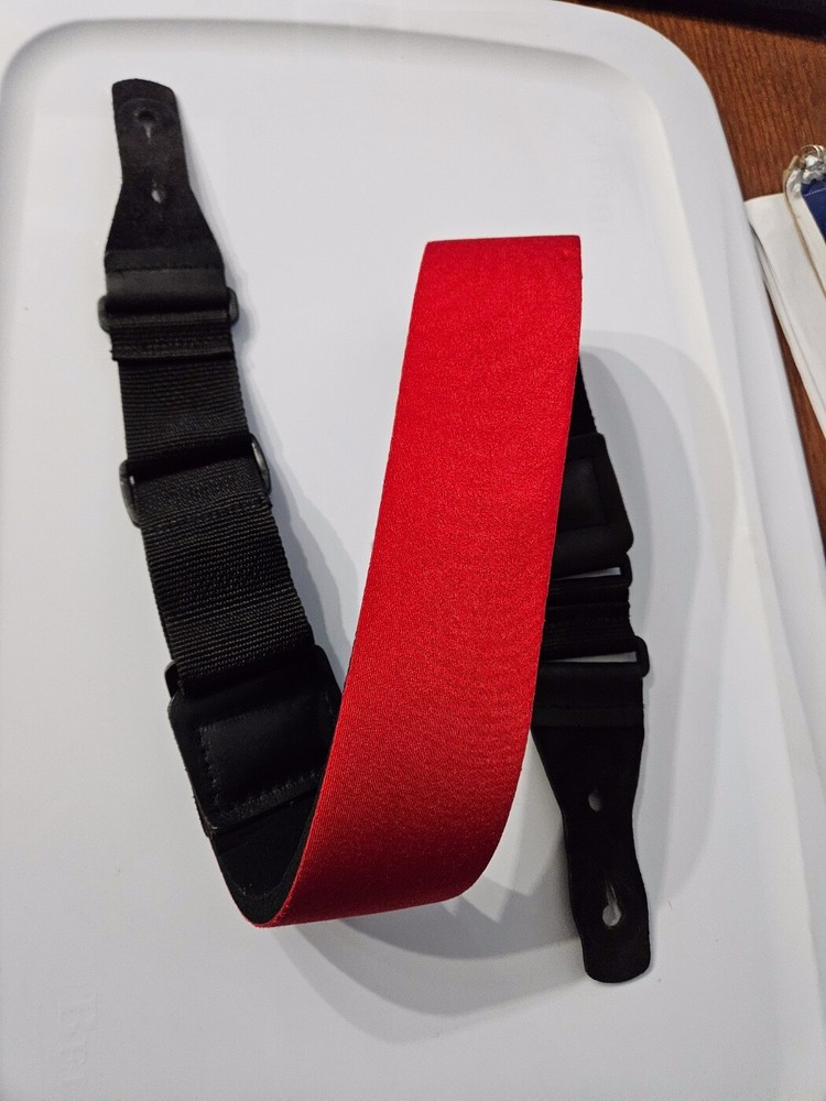 2.5" wide Neoprene Guitar Strap  Red & Black