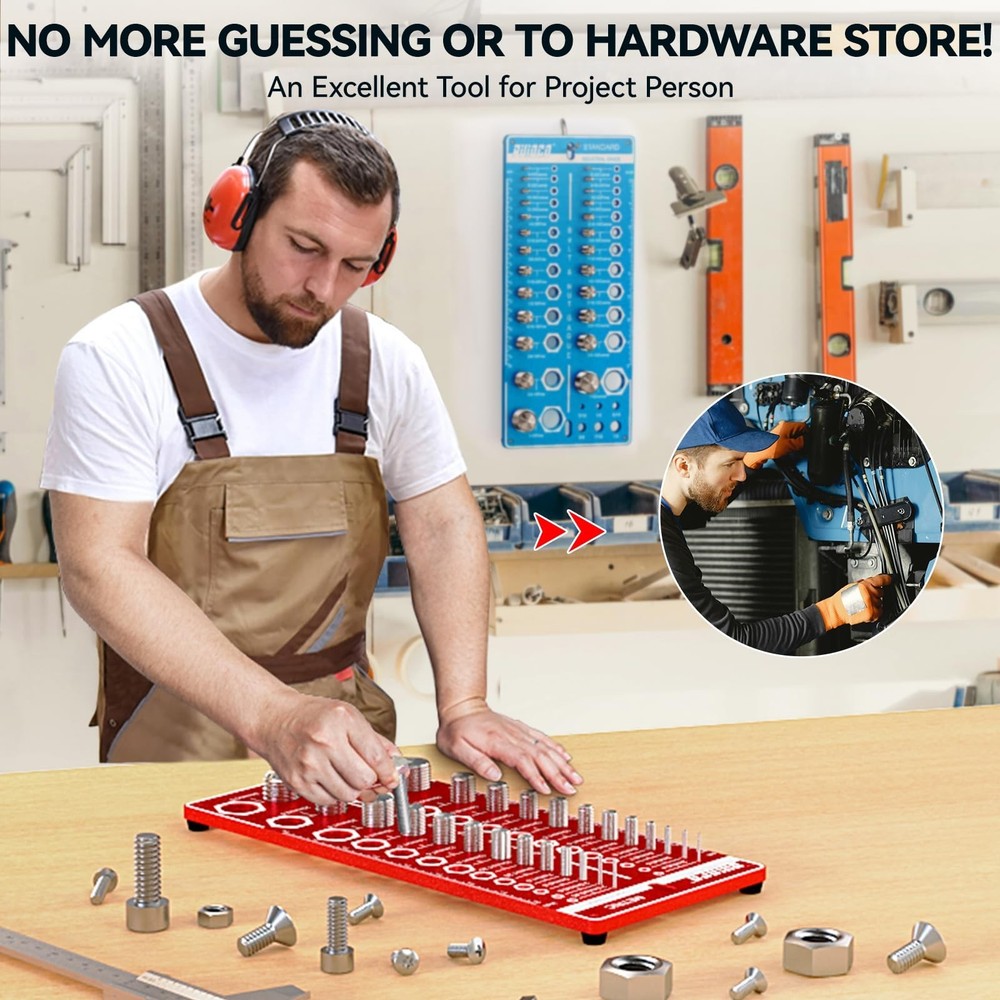 62 Nut and Bolt Thread Checker Standard and Metric, Bolt Size and Thread Gaug...