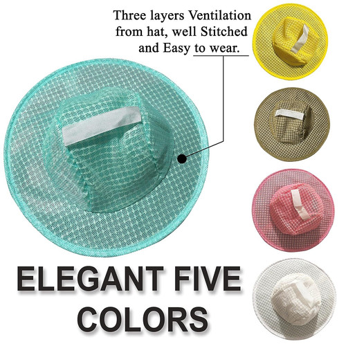 Three Layer Ventilated Beekeeping Veil in Round (3-Layer Hat, Aqua) Aqua