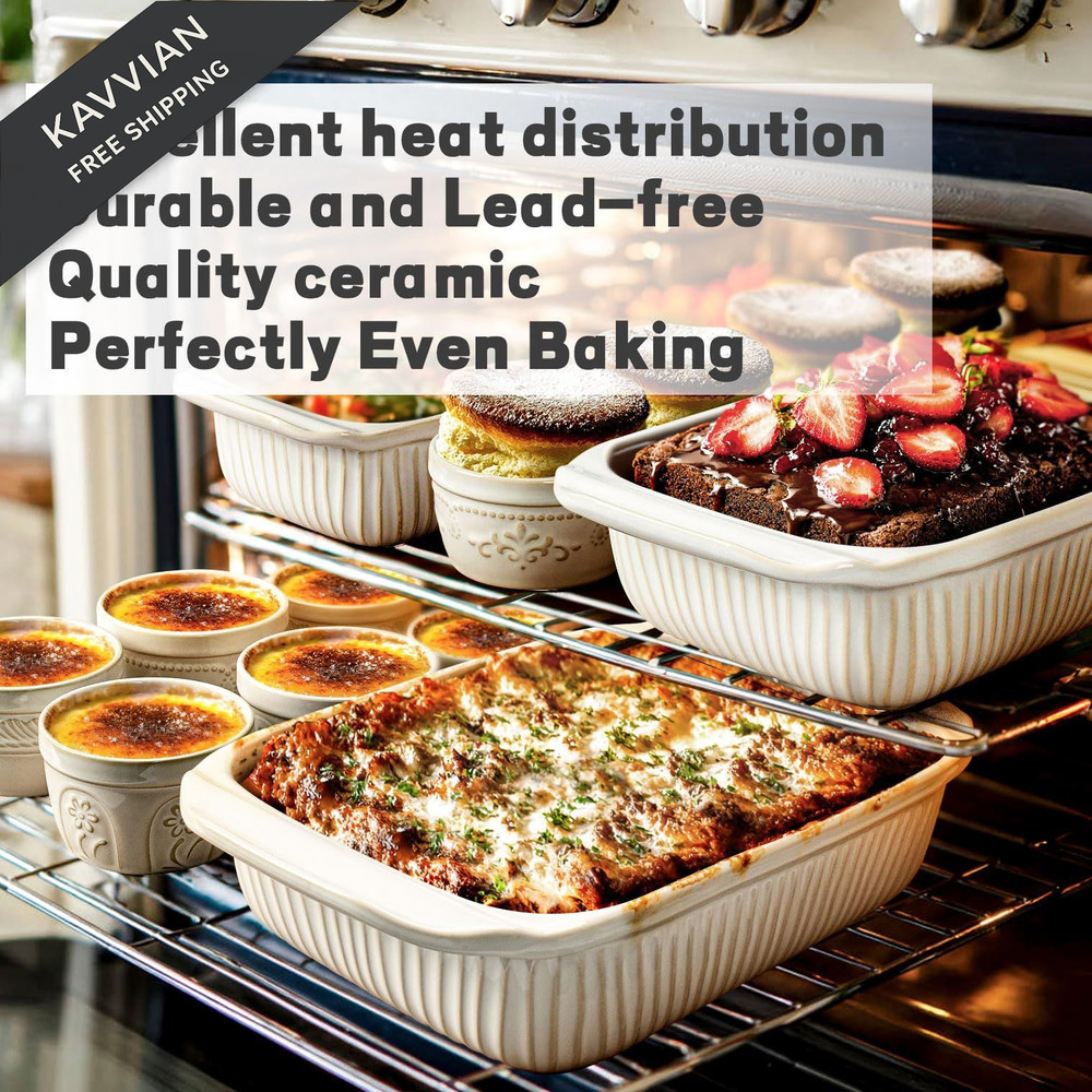 5.1QT (Baking Dish With Lids) (White), White - - Baking Lids