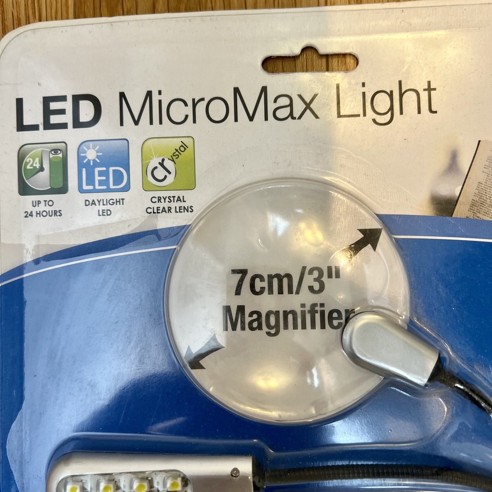 Book Light LED Micro Max 7cm/3" Magnifier Bendable Sewing Craft Assembly Work