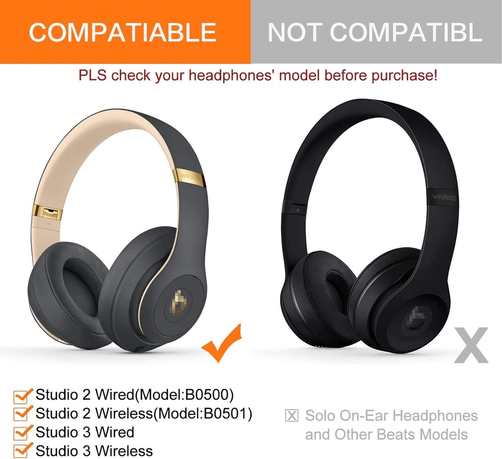 Upgraded Replacement Ear Pads for Beats Studio 3, GVOEARS Titanium Grey