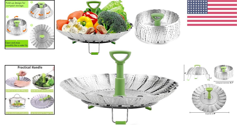Multi-Functional Expandable Steamer Basket - Ideal for Veggies, Seafood & More