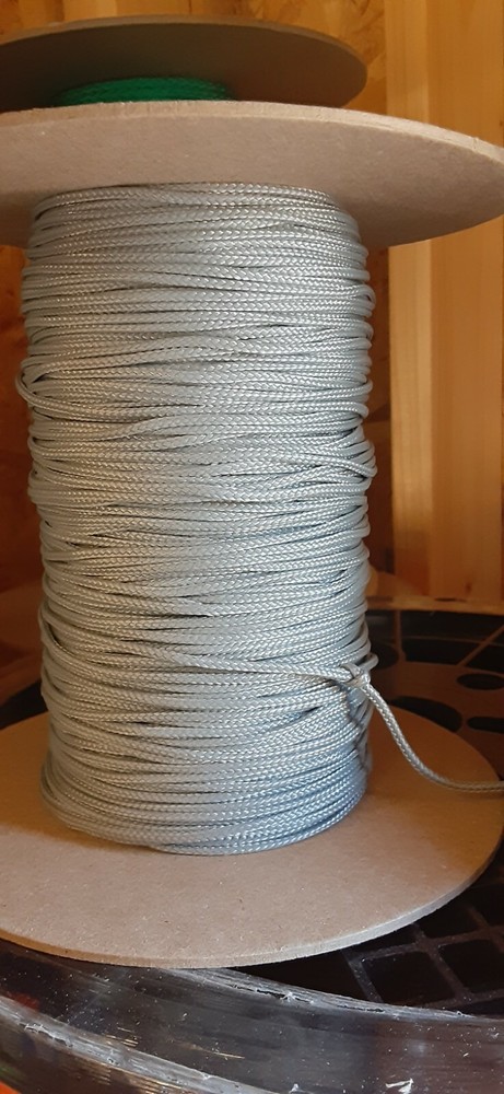 2mm x 770 ft. Rope/Twine Spool. 2 Lengths on Spool. Polyester. Light Gray